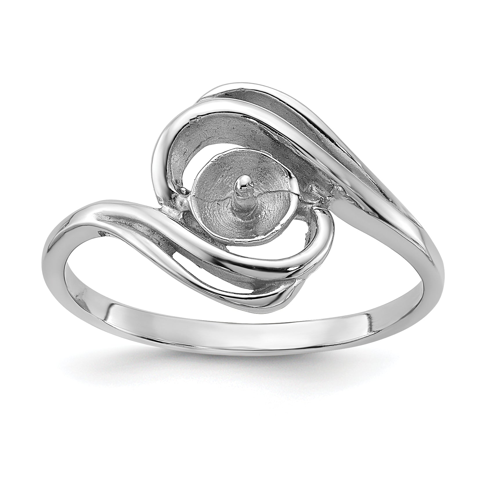 14k White Gold Polished Pearl Ring Mounting (No Stone Included)