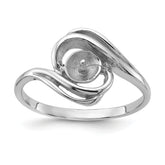 14k White Gold Polished Pearl Ring Mounting (No Stone Included)