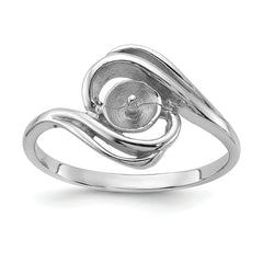 14k White Gold Polished Pearl Ring Mounting (No Stone Included)