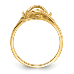 14k Polished Diamond & Pearl Ring Mounting (No Stone Included)