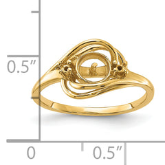 14k Polished Diamond & Pearl Ring Mounting (No Stone Included)