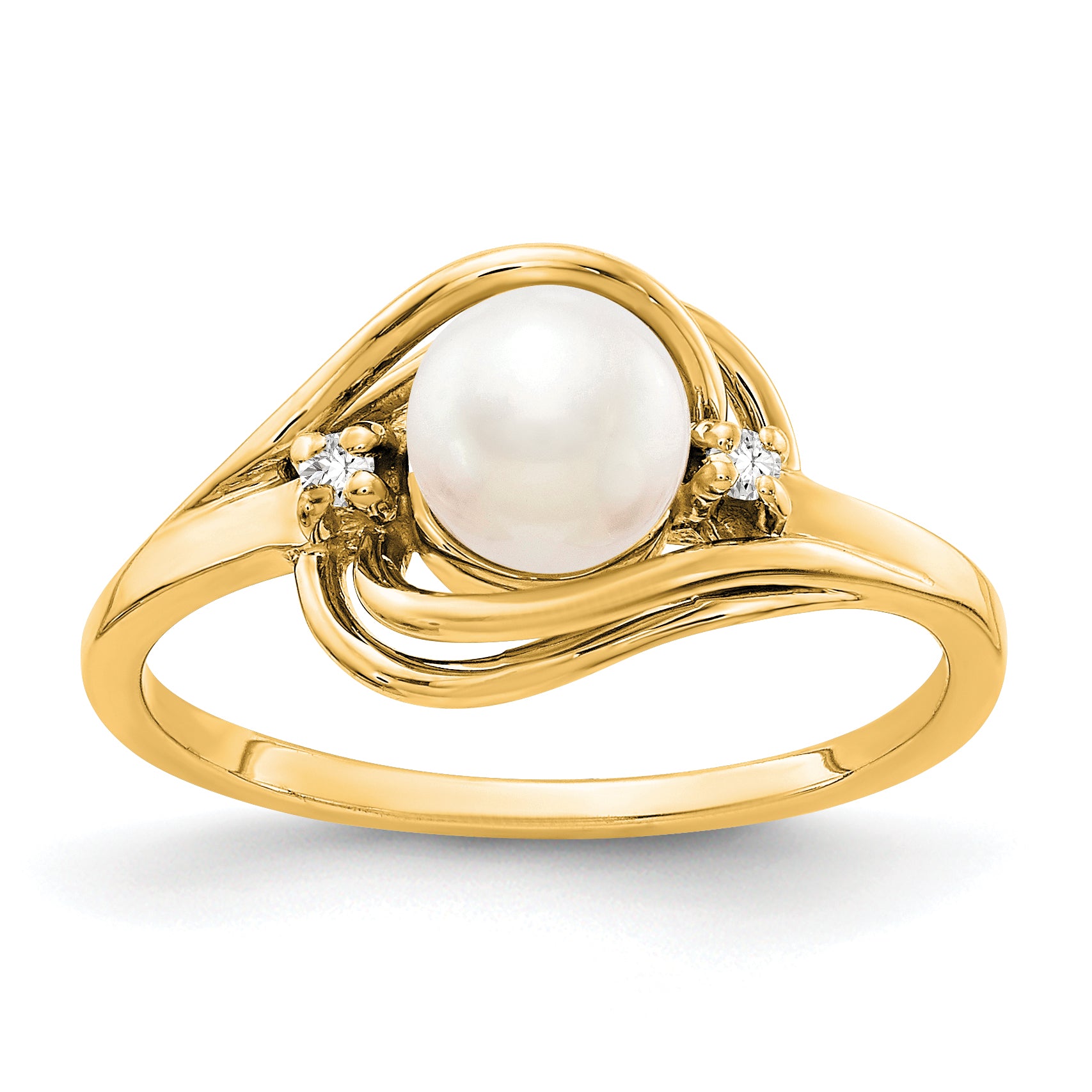 14k FW Cultured Pearl Diamond FW Cultured Pearl ring