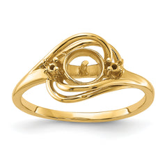 14k Polished Diamond & Pearl Ring Mounting (No Stone Included)