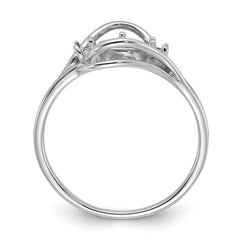 14k White Gold Polished Diamond & Pearl Ring Mounting (No Stone Included)