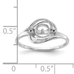 14k White Gold Polished Diamond & Pearl Ring Mounting (No Stone Included)