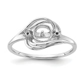 14k White Gold Polished Diamond & Pearl Ring Mounting (No Stone Included)