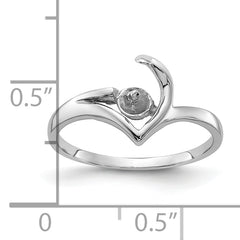 14k White Gold Polished Pearl Ring Mounting (No Stone Included)