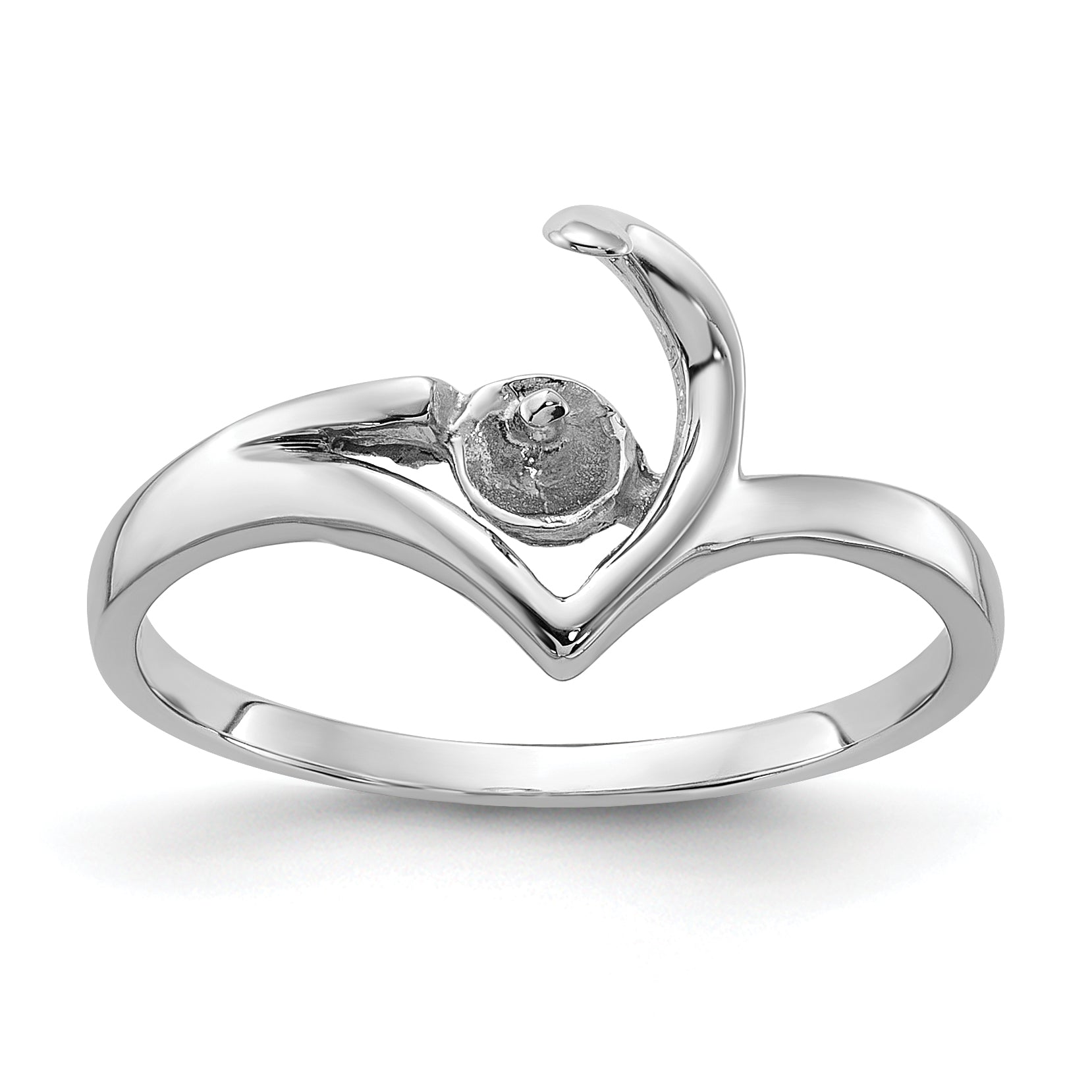 14k White Gold Polished Pearl Ring Mounting (No Stone Included)