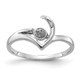 14k White Gold Polished Pearl Ring Mounting (No Stone Included)