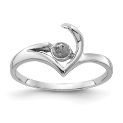 14k White Gold Polished Pearl Ring Mounting (No Stone Included)