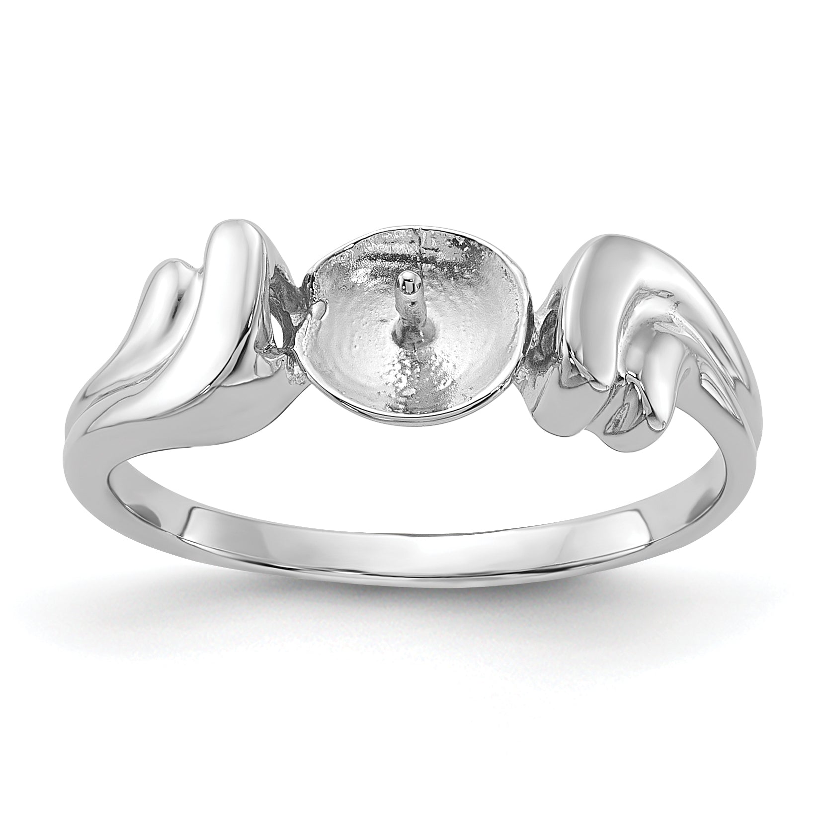 14k White Gold Polished Pearl Ring Mounting (No Stone Included)
