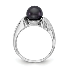 14k White Gold 7mm Black FW Cultured Pearl ring