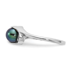 14k White Gold 5.5mm Black FW Cultured Pearl ring