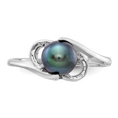 14k White Gold 5.5mm Black FW Cultured Pearl ring
