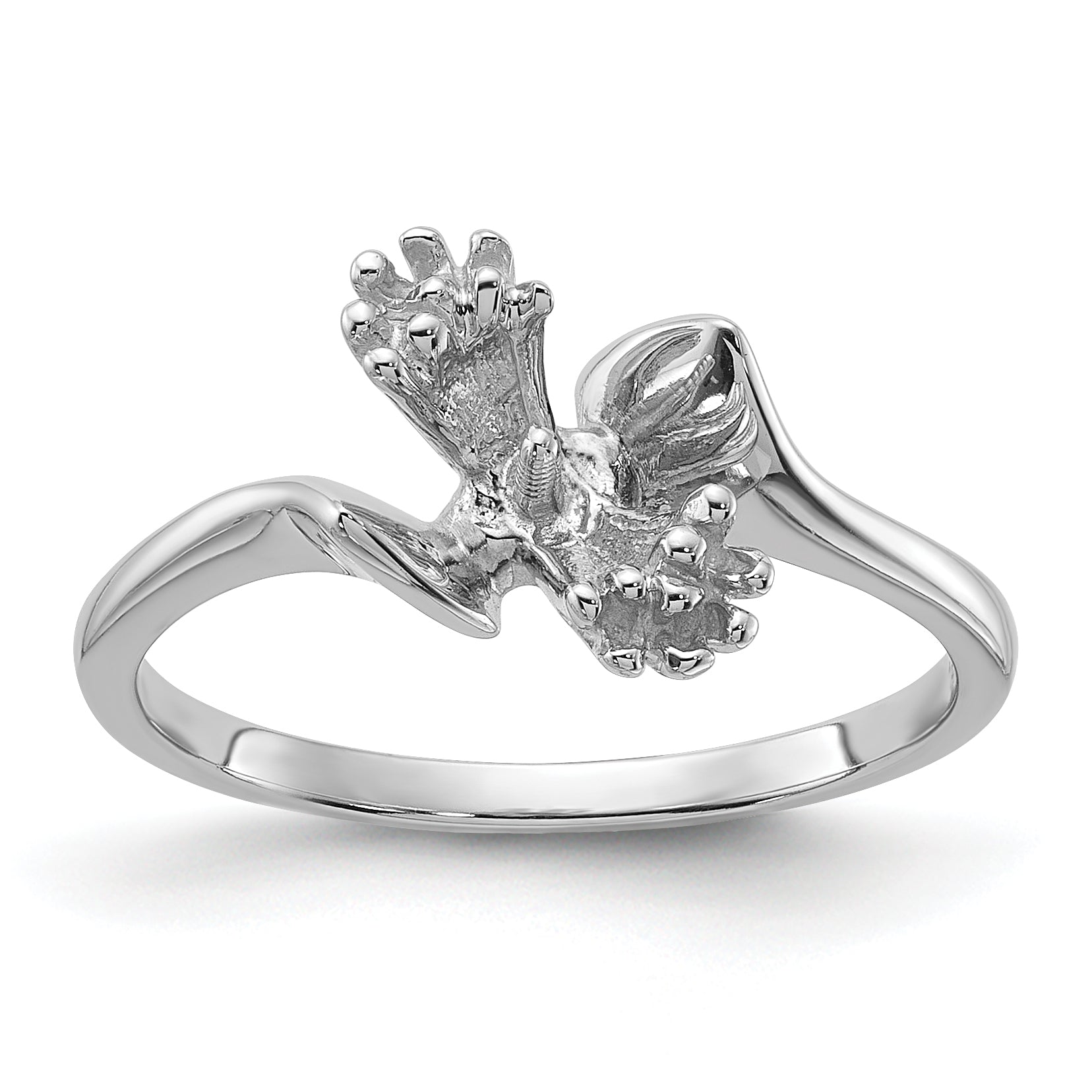 14k White Gold Polished Diamond & Pearl Ring Mounting (No Stone Included)