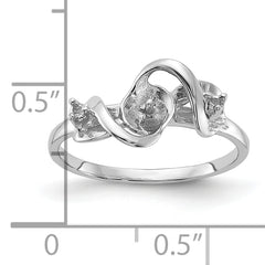 14k White Gold Polished Diamond & Pearl Ring Mounting (No Stone Included)