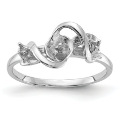 14k White Gold Polished Diamond & Pearl Ring Mounting (No Stone Included)