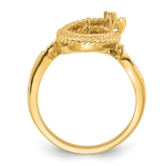 14k Polished Diamond & Pearl Ring Mounting (No Stone Included)