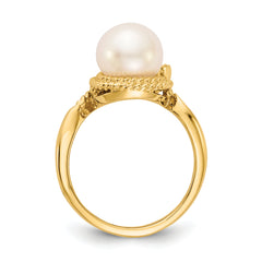 14k 8.5mm FW Cultured Pearl AA Diamond ring