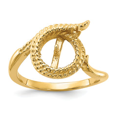 14k Polished Diamond & Pearl Ring Mounting (No Stone Included)