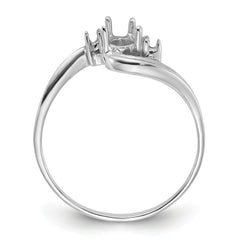 14k White Gold Polished .03ct. Diamond & 6x4 Pear Gemstone Ring Mounting (No Stone Included)