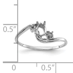 14k White Gold Polished .03ct. Diamond & 6x4 Pear Gemstone Ring Mounting (No Stone Included)