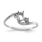 14k White Gold Polished .03ct. Diamond & 6x4 Pear Gemstone Ring Mounting (No Stone Included)
