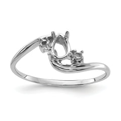14k White Gold Polished .03ct. Diamond & 6x4 Pear Gemstone Ring Mounting (No Stone Included)