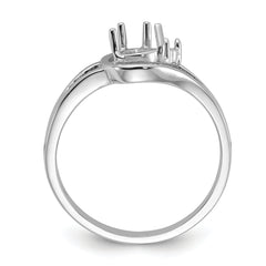 14k White Gold Polished .02ct. Diamond & 6x4 Pear Gemstone Ring Mounting (No Stone Included)