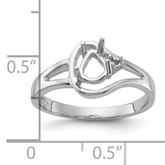 14k White Gold Polished .02ct. Diamond & 6x4 Pear Gemstone Ring Mounting (No Stone Included)