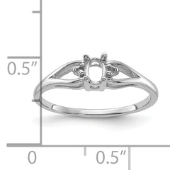 14k White Gold .02ct. Diamond & 5x3 Oval Gemstone Ring Mounting (No Stone Included)