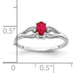 14k White Gold 5x3mm Oval Ruby & AA Diamond Ring