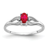 14k White Gold 5x3mm Oval Ruby & AA Diamond Ring