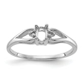 14k White Gold .02ct. Diamond & 5x3 Oval Gemstone Ring Mounting (No Stone Included)