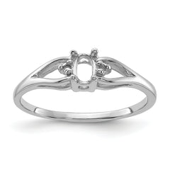 14k White Gold .02ct. Diamond & 5x3 Oval Gemstone Ring Mounting (No Stone Included)