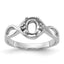 14k White Gold Polished .03ct. Diamond & 6x4 Oval Gemstone Ring Mounting (No Stone Included)