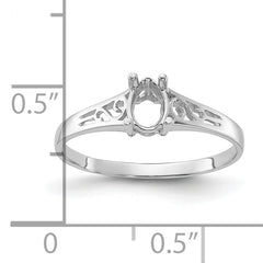 14k White Gold Polished 6x4 Pear Filigree Gemstone Ring Mounting (No Stone Included)