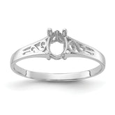 14k White Gold Polished 6x4 Pear Filigree Gemstone Ring Mounting (No Stone Included)