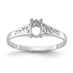 14k White Gold Polished 6x4 Pear Filigree Gemstone Ring Mounting (No Stone Included)