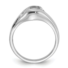 14k White Gold Polished Diamond & 6x4 Oval Gemstone Ring Mounting (No Stone Included)