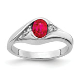 14k White Gold 6x4mm Oval Ruby AA Diamond ring