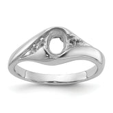 14k White Gold Polished Diamond & 6x4 Oval Gemstone Ring Mounting (No Stone Included)