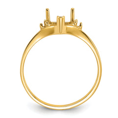 14k Polished .03ct. Diamond & 6mm Heart Gemstone Ring Mounting (No Stone Included)