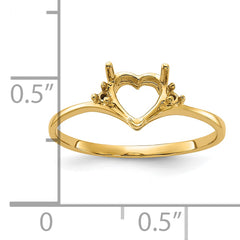 14k Polished .03ct. Diamond & 6mm Heart Gemstone Ring Mounting (No Stone Included)
