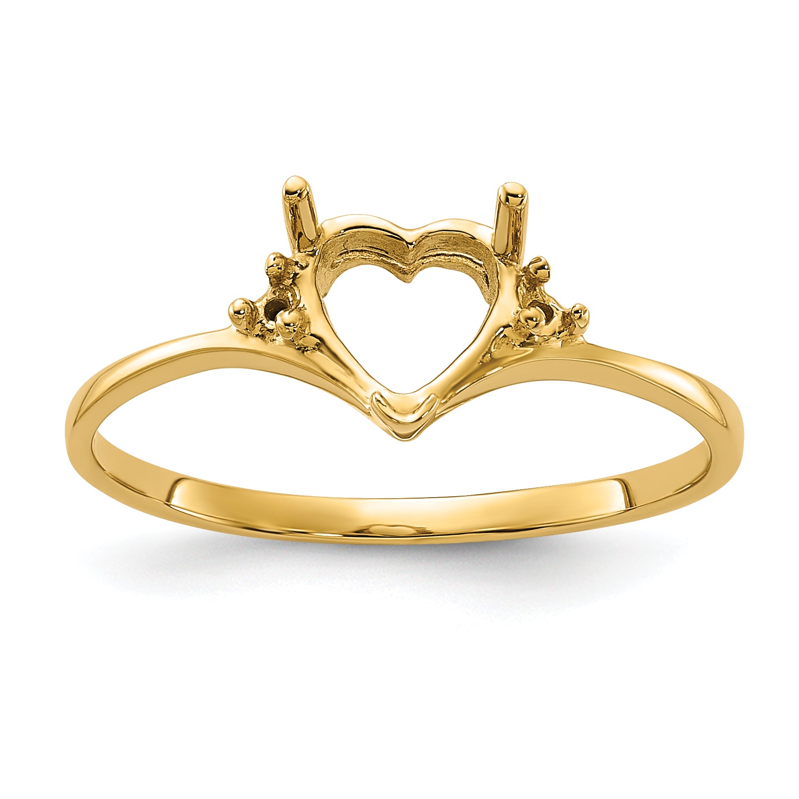 14k Polished .03ct. Diamond & 6mm Heart Gemstone Ring Mounting (No Stone Included)