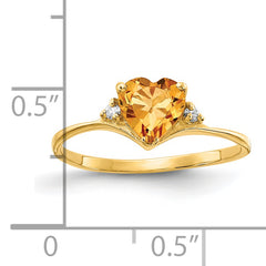 14k Citrine Diamond Ring
