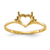 14k Polished .03ct. Diamond & 6mm Heart Gemstone Ring Mounting (No Stone Included)