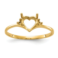 14k Polished .03ct. Diamond & 6mm Heart Gemstone Ring Mounting (No Stone Included)