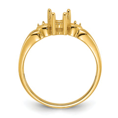 14k Polished .02ct. Diamond & 5mm Heart Gemstone Ring Mounting (No Stone Included)