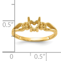 14k Polished .02ct. Diamond & 5mm Heart Gemstone Ring Mounting (No Stone Included)